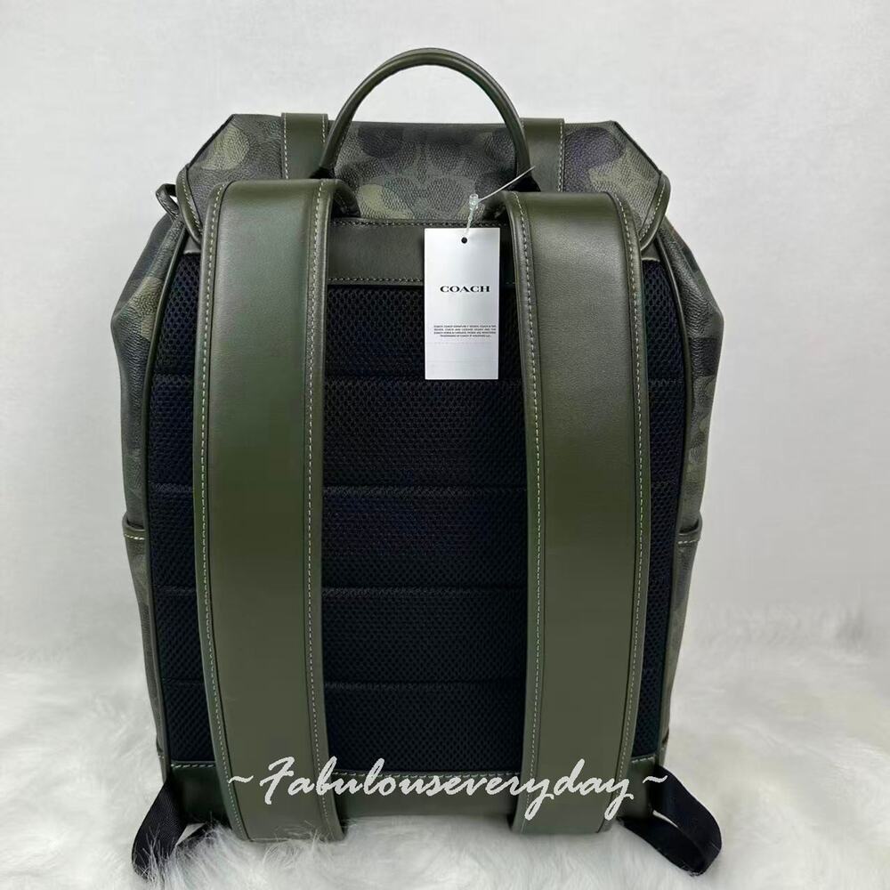 COACH MEN'S Signature Camo League Flap Backpack In Signature Camo CAF98 NWT - Picture 3 of 8